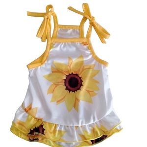 Small Dog Puppy Summer Sunflower Dress with Ties